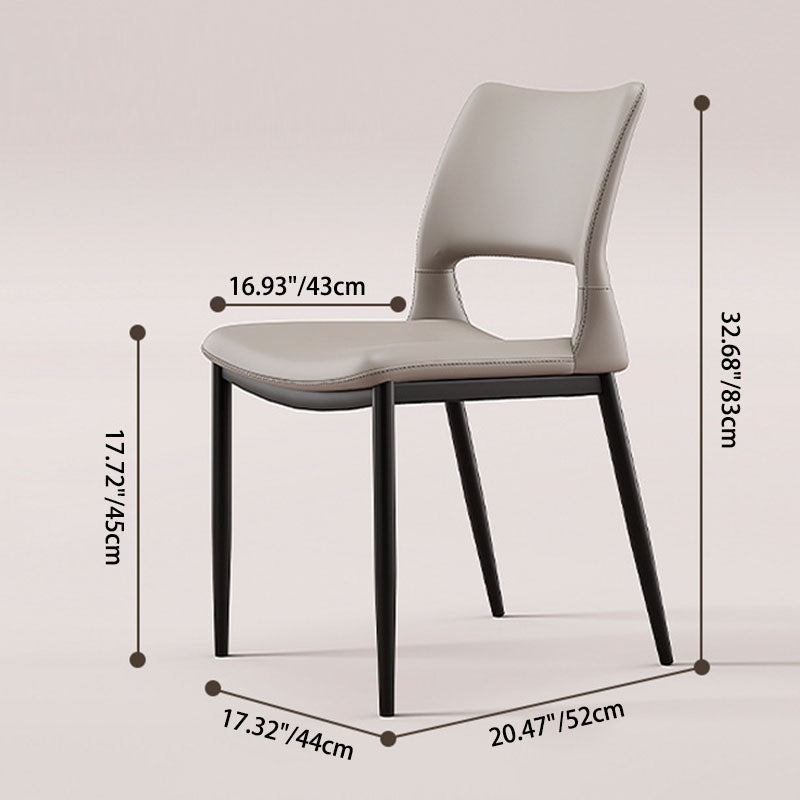 Contemporary Nordic Square Curved Upholstered Hollowed Out Microfiber Leather Carbon Steel Dining Chair Backrest For Dining Room
