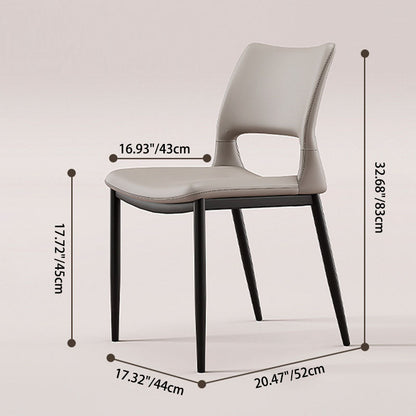 Contemporary Nordic Square Curved Upholstered Hollowed Out Microfiber Leather Carbon Steel Dining Chair Backrest For Dining Room