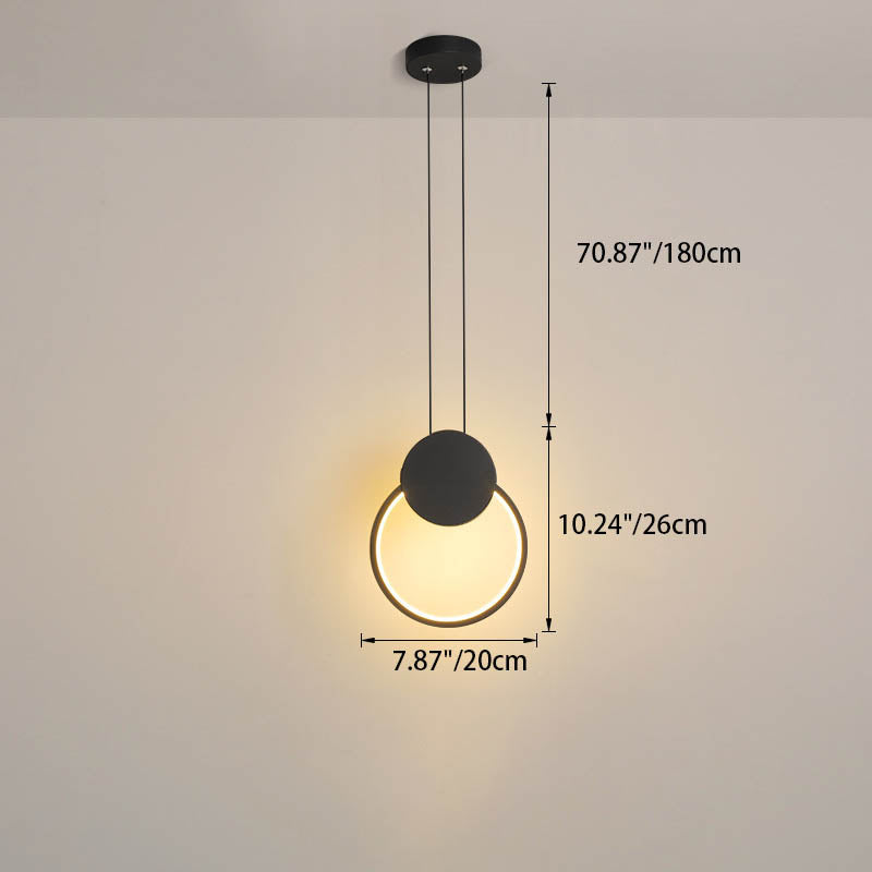 مصباح LED دائري هندسي من الحديد بتصميم بسيط وعصري لغرفة النوم 
