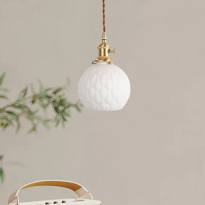 Japanese Minimalist Pure White Ceramic 1-Light Pendant Light