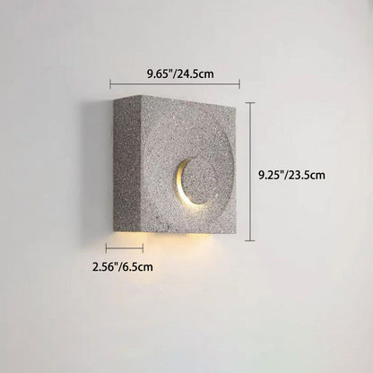 Contemporary Scandinavian Eclipse Square Cement 1-Light Wall Sconce Lamp For Bedroom
