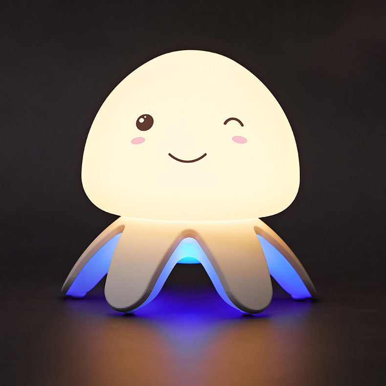 クリエイティブシリコンクラゲ音楽USB充電式リモコンLEDナイトライトテーブルランプ