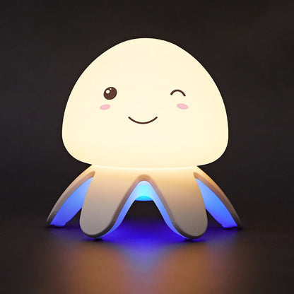 クリエイティブシリコンクラゲ音楽USB充電式リモコンLEDナイトライトテーブルランプ