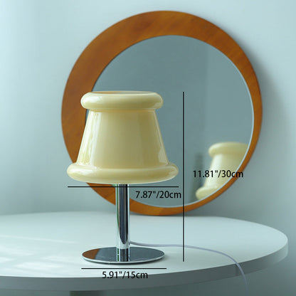 Contemporary Creative Hat Glass Shade Iron 1-Light Table Lamp For Bedroom
