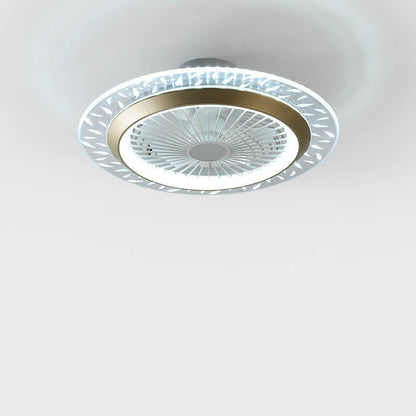 مروحة سقف دائرية حديثة من الأكريليك RGB LED مثبتة بشكل نصف مسطح 