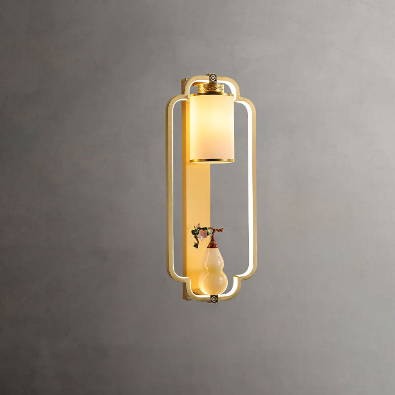 مصباح حائط LED بتصميم عقدة حلقية من النحاس الصيني الحديث 