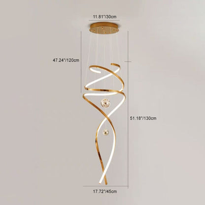 Contemporary Scandinavian Titanium Stainless Steel Acrylic Line LED Pendant Light For Living Room