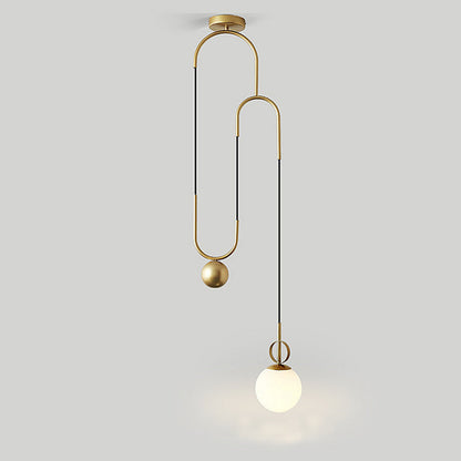 Contemporary Scandinavian Orb Combination Curved Iron Glass 1-Light Pendant Light For Bedroom
