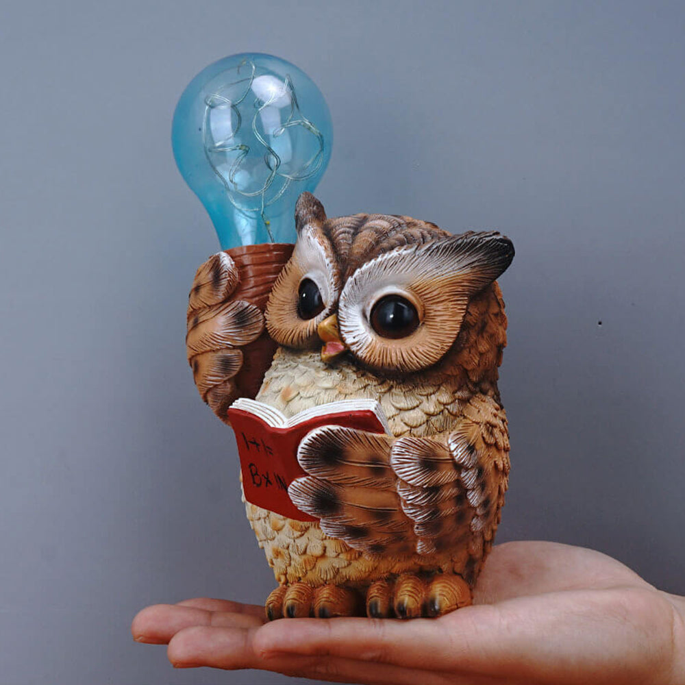 Modern Decorative Solar Owl Resin LED Night Light Table Lamp
