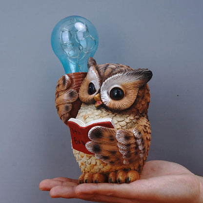Modern Decorative Solar Owl Resin LED Night Light Table Lamp