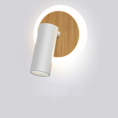 مصباح حائط LED دائري خشبي من الألومنيوم بتصميم عصري بسيط لغرفة النوم 