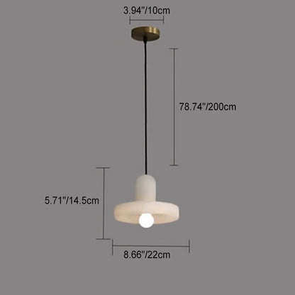 Modern Minimalist Round Disc Marble 1-Light Pendant Light For Bedroom