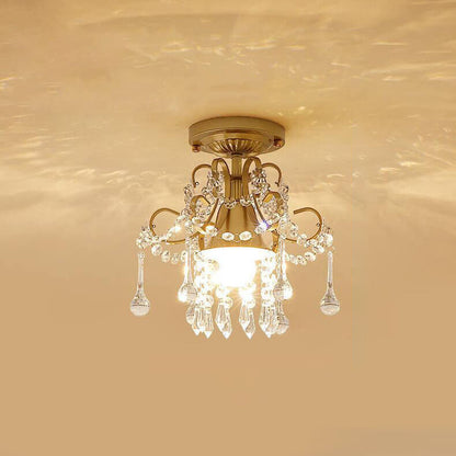 Modern Simple Crystal Flower-Shaped 1/3-Light Semi-Flush Mount Ceiling Light