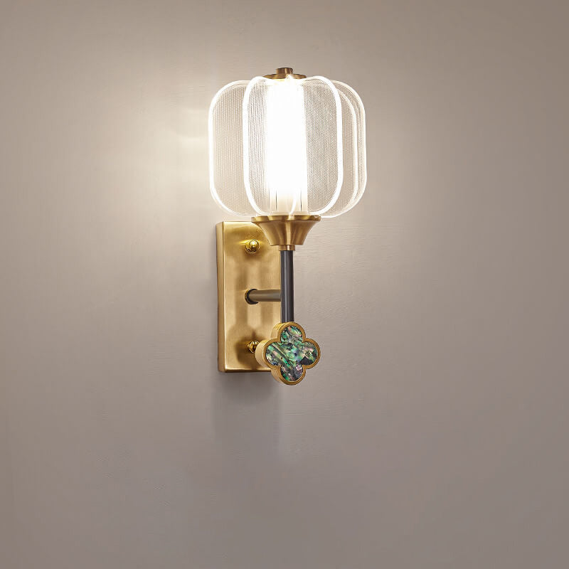 مصباح حائط LED بتصميم صيني مصنوع من النحاس والأكريليك بالكامل بتصميم إبداعي