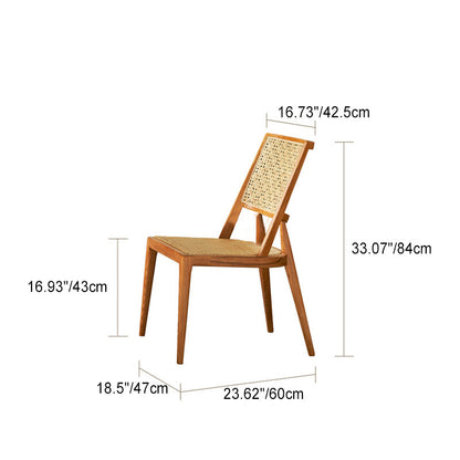 Traditional Vintage Rattan Weaving Wood Frame Dining Chair Backrest For Dining Room