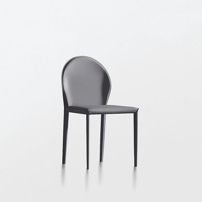 Modern Minimalist Square Half Oval Faux Leather Metal Dining Chair Backrest For Dining Room