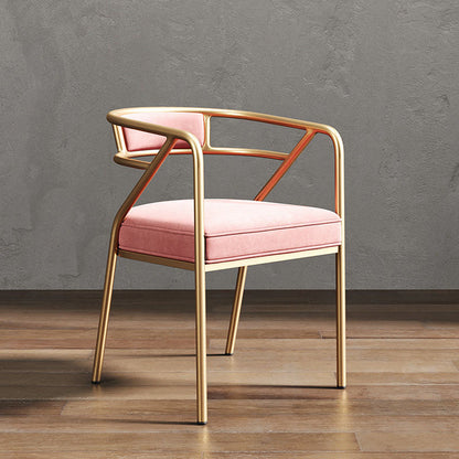 Modern Luxury Ring Full Wrap PU Leather Linen Electroplated Alloy Dining Chair Backrest Armrest For Dining Room