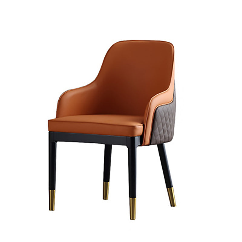 Contemporary Nordic Napa Leather Wood Metal Sponge Square Dining Chair Backrest Armrest For Dining Room