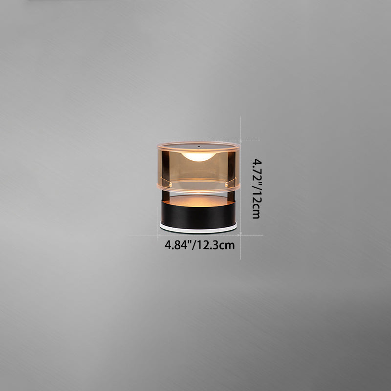 Modern Simplicity PMMA PC Stainless Steel Aluminum Cylinder LED Table Lamp For Bedside