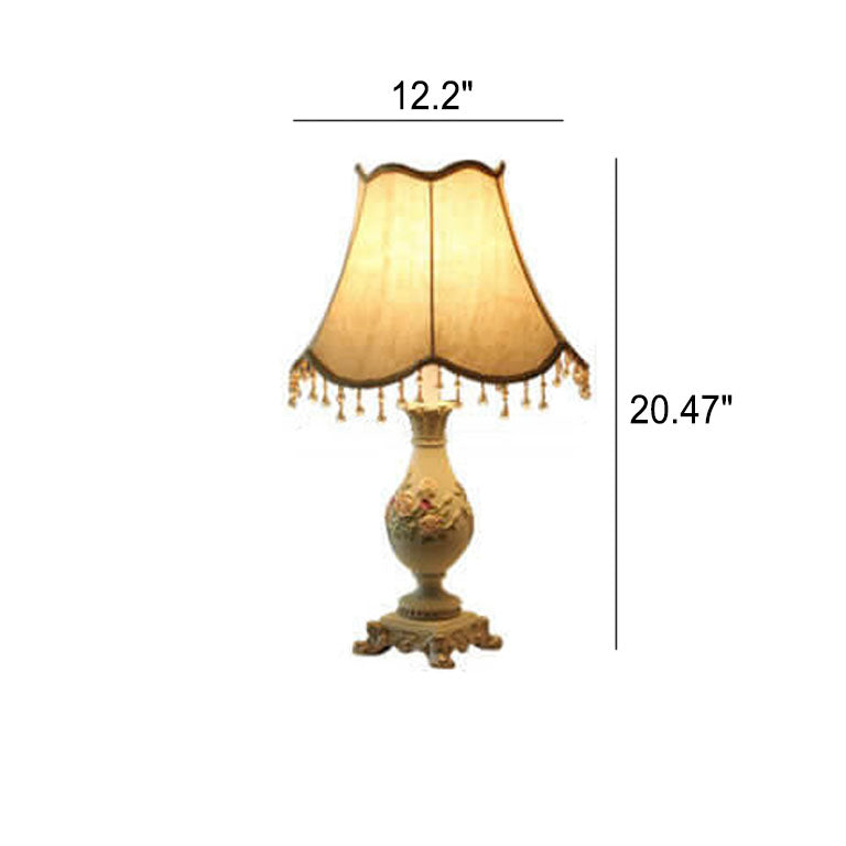 European Court Fabric Cone Resin Base 1-Light Table Lamp
