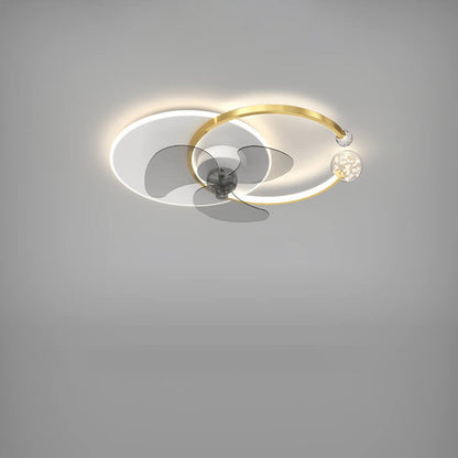 مروحة LED فاخرة بتصميم حلقة مزدوجة مثبتة على الحائط