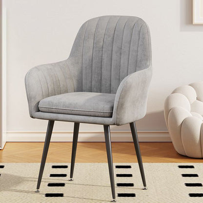 Contemporary Scandinavian Velvet PU Leather Sponge Emulsion Metal Square Vanity Stool Backrest Armrest For Bedroom