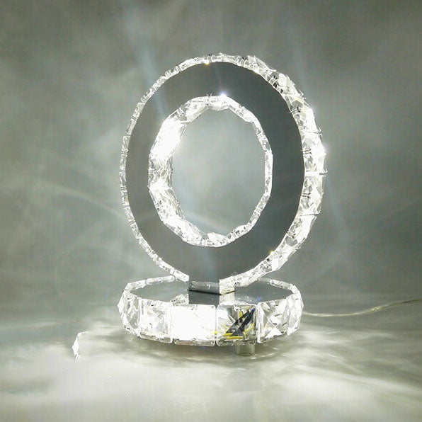 Luxury Crystal Round Stainless Steel LED Table Lamp