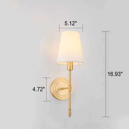 Modern Minimalist Brass Fabric Glass Straight Arm 1/2 Light Wall Sconce Lamp