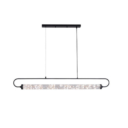 Nordic Light Luxury Starry Glass Long Strip LED Island Light Chandelier