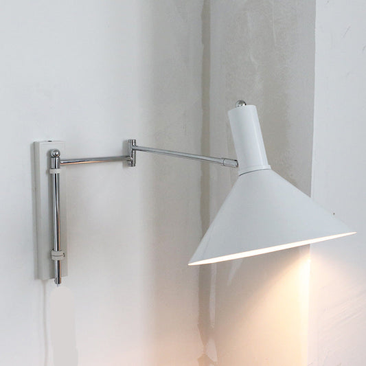مصباح حائطي بذراع متأرجح، مصباح واحد، طراز Nordic Vintage Barn Shade 