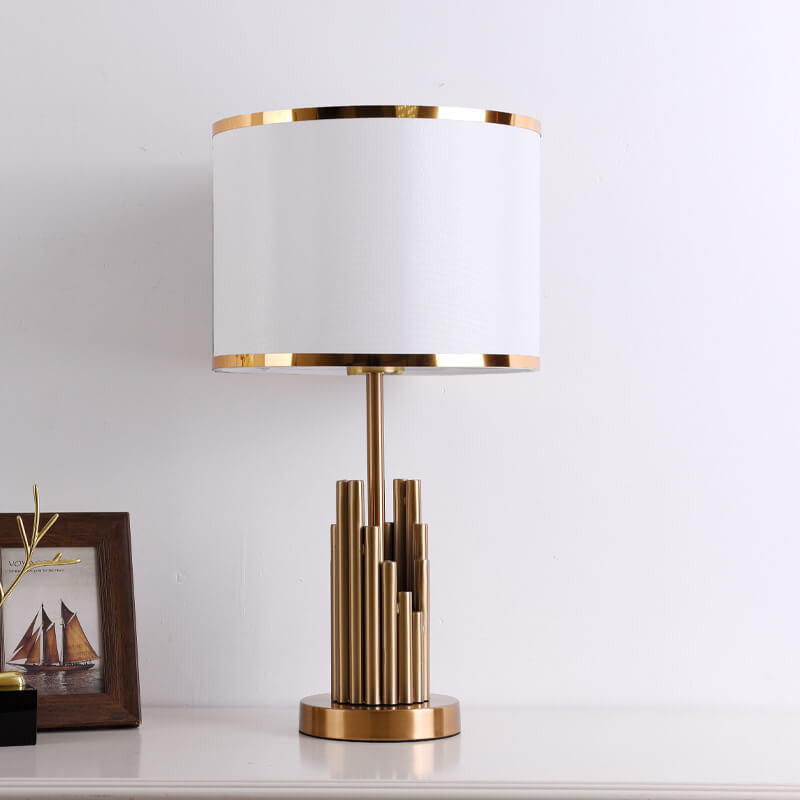 Modern Fabric Light Luxury Simple Cylindrical Design 1-Light Table Lamp