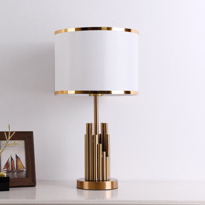 Modern Fabric Light Luxury Simple Cylindrical Design 1-Light Table Lamp