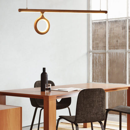 Modern Solid Wood Japanese Style Strip LED Chandelier