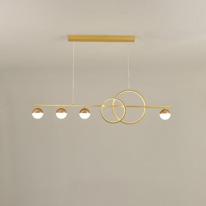 Modern Luxury Long Strip Round Globe Design LED Island Light Chandelier