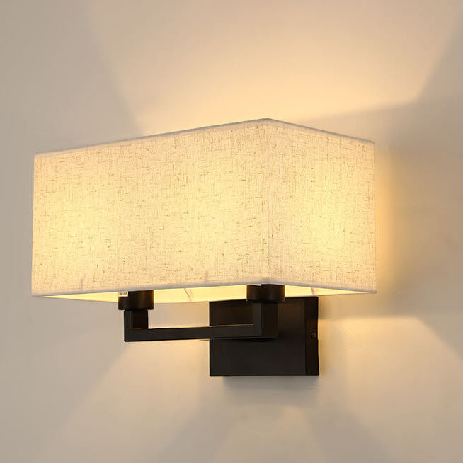 Modern Minimalist Solid Color Rectangular Iron Fabric 1-Light Wall Sconce Lamp