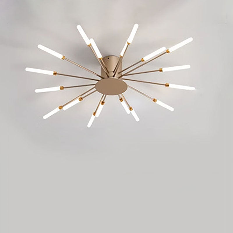 Modern Minimalist Round Radiant Iron Acrylic LED Semi-Flush Mount Ceiling Light For Living Room
