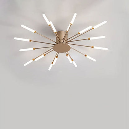 Modern Minimalist Round Radiant Iron Acrylic LED Semi-Flush Mount Ceiling Light For Living Room