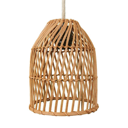 Vintage Rattan Weaving  Dome Column 1-Light Pendant Light