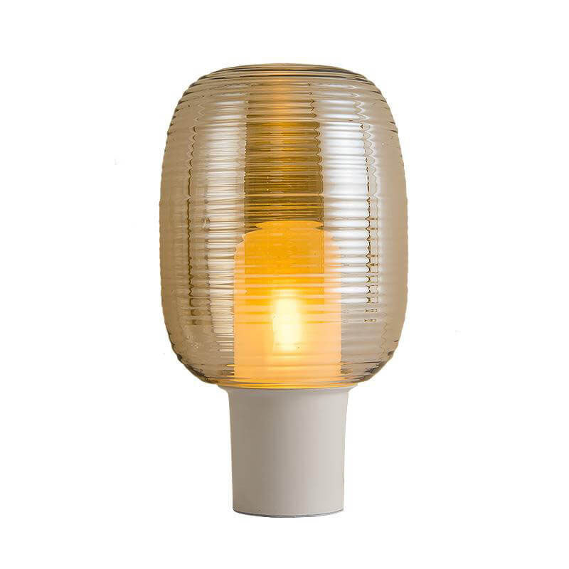 Modern Minimalist Striped Oval Glass 1-Light Table Lamp