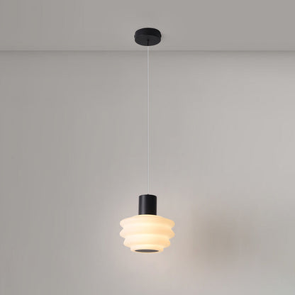 Contemporary Scandinavian Multi Tier Round Iron Rolled Plastic LED Pendant Light For Bedroom
