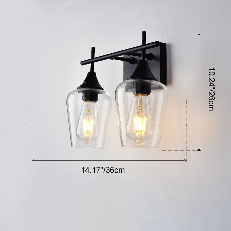 Industrial Simple Wine Glass Iron 2/3 Light Wall Sconce Lamp