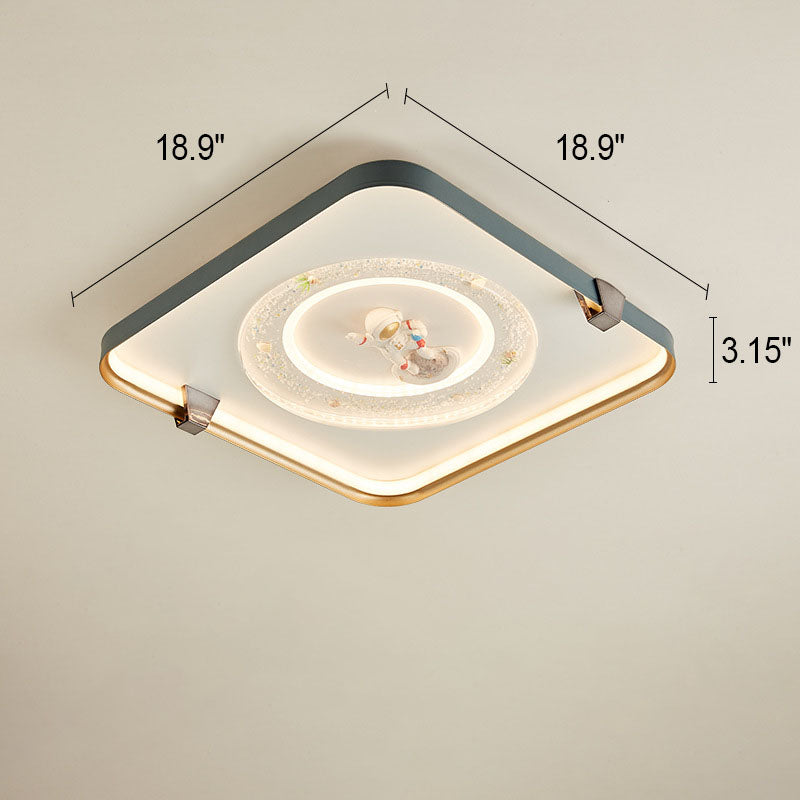 Nordic Minimalist Astronaut Round Square Geometry LED Flush Mount Ceiling Light