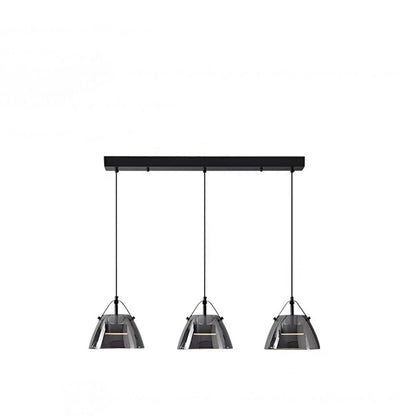 Contemporary Scandinavian Glass Conical Shade LED Island Light Chandelier For Dining Room