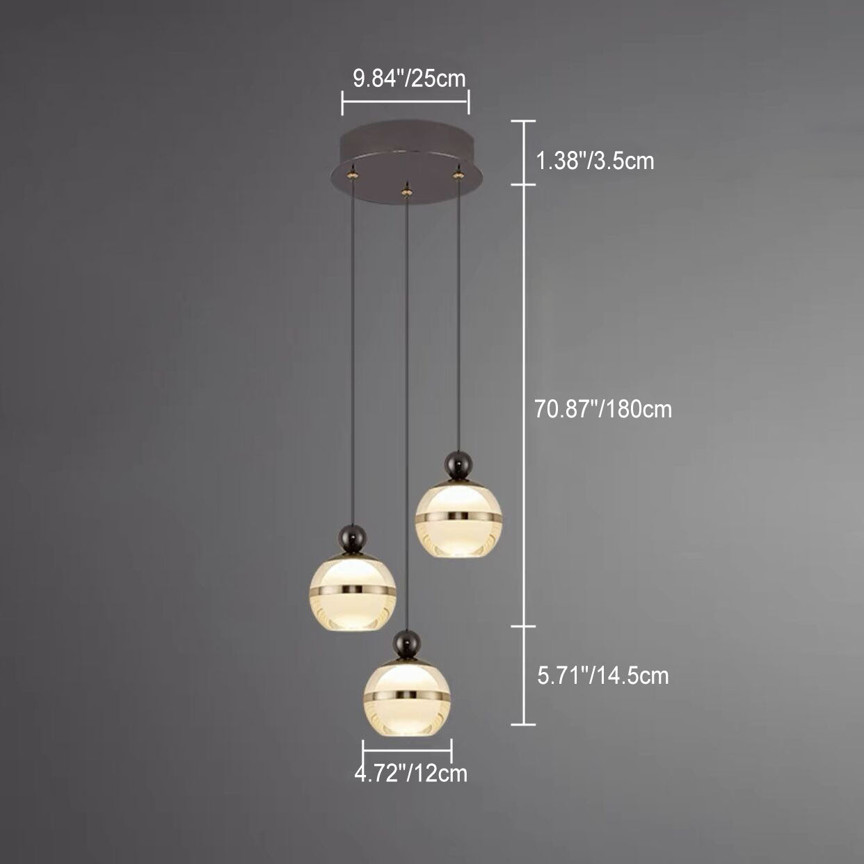 ثريا جزيرة صغيرة من الأكريليك بتصميم كرة مستديرة بتصميم إسكندنافي بسيط، مزودة بإضاءة 1/3 