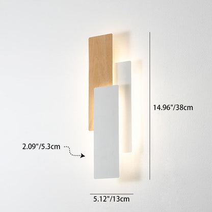 مصباح حائط LED بتصميم هندسي مستطيل الشكل وعصري وبسيط من الخشب 