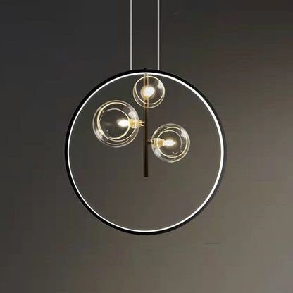 Modern Minimalist Circle Orb Iron Glass 1/3/5 Light Pendant Light For Living Room