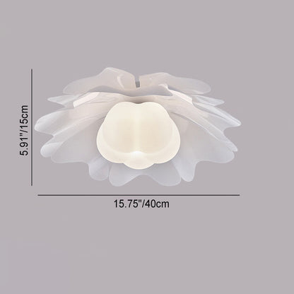 Contemporary Creative Cream Acrylic Petal Shade 1-Light Flush Mount Ceiling Light For Living Room