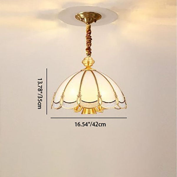 Contemporary Luxury Copper Finish Frame Round Glass 3/5-Light Pendant Light For Dining Room