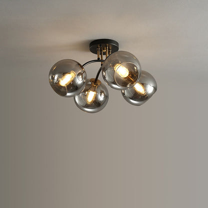 Modern Light Luxury Glass Magic Bean Round 4/6/8 Light Semi-Flush Mount Ceiling Light