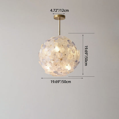 Modern Art Deco Cinquefoil Spherical Cylindrical Glass Iron 6/8 Light Chandelier For Living Room